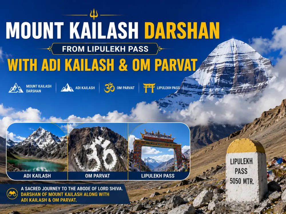 Mount Kailash Darshan from Lipulekh Pass with Adi Kailash Om Parvat