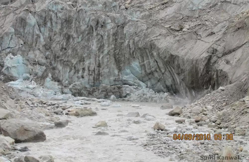 Gaumukh or the origin of Ganga river emerging from Gangotri glacier, a part of Gangotri range of glaciers in Garhwal Himalayas. Pic: Sk2612