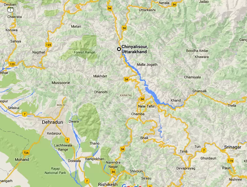 Location of Bharkot Aiport near Tehri. Pic: Google Maps