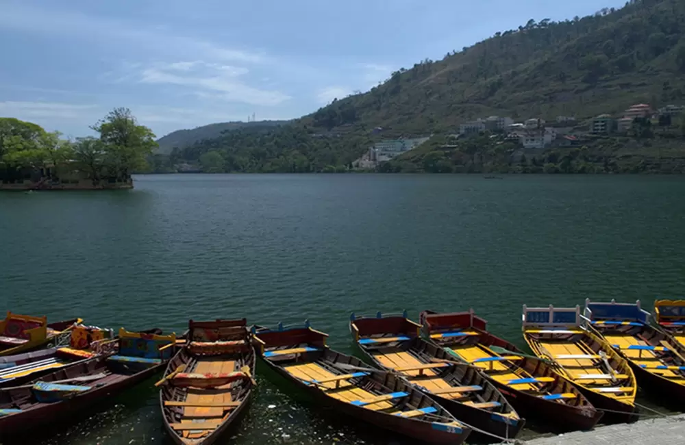 Beautiful colourful boats in Bhimtal lake waiting for tourists.  . Pic: Rupa Mitra 