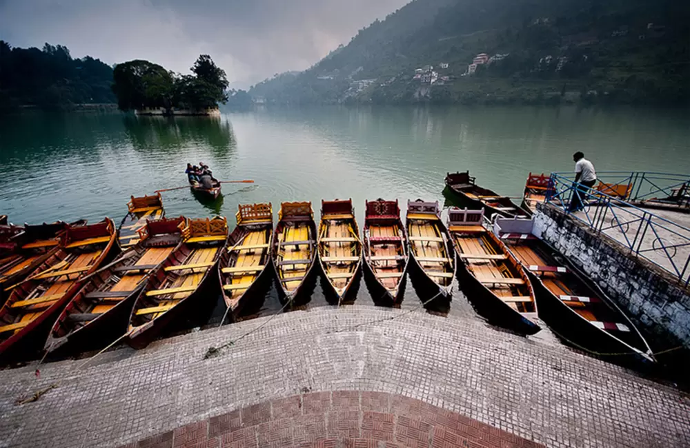 Boat lined for tourists in Bhimtal Lake. Pic:  Nagesh Kamath/flickr