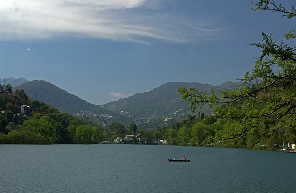 Beautiful Bimtal lake in the foreground and Bhimtal town in the backdrop.. Pic: Rupa Mitra 