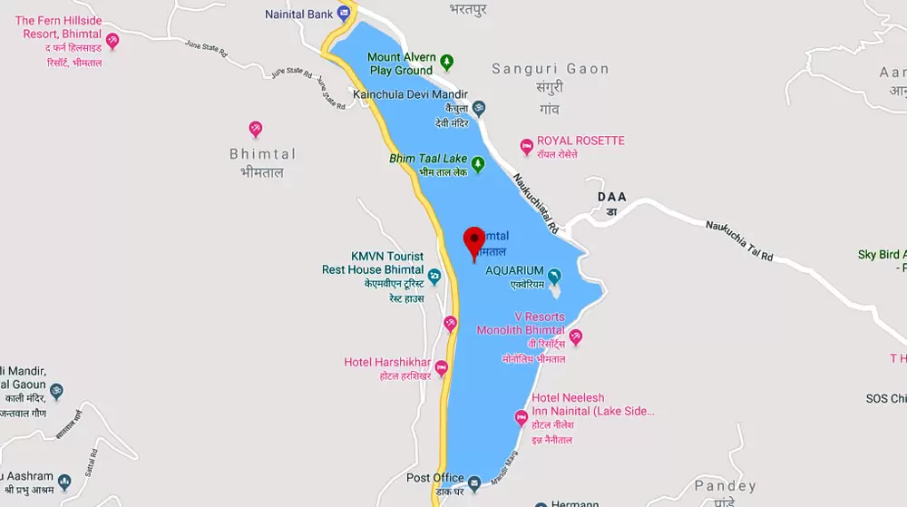 Bhimtal Lake Map. Pic: Google