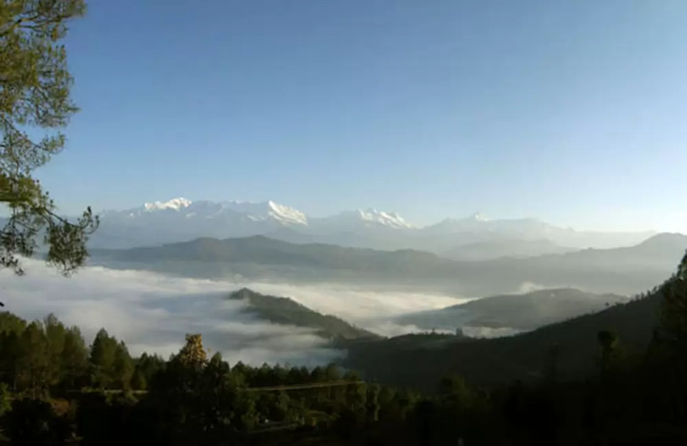 Himalayas as seen from Bigul Bageshwar.. Pic:  Nanda Devi Mountains Resort