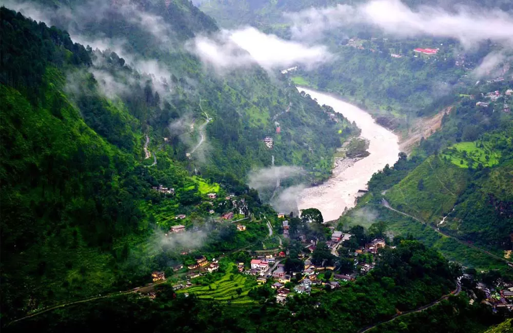 Aerial view of Chamoli Garhwal after rain fall.. Pic: Harish Pujari 