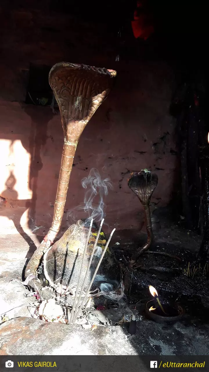 Sivalinga and copper cobra at Ma chandika temple at simli karnprayag.. Pic: Vikas Gairola/facebook