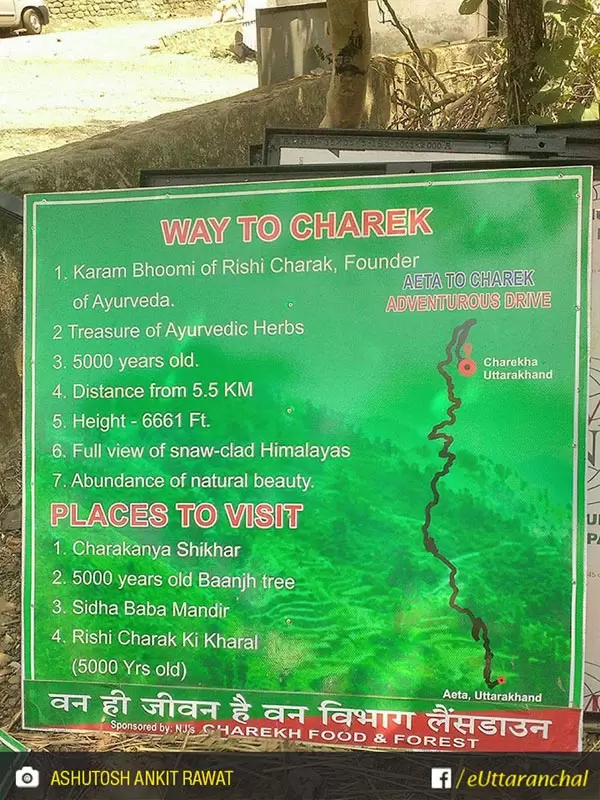 A board providing the info of places to visit near Charek with map. Pic: Ashutosh Ankit Rawat/facebook