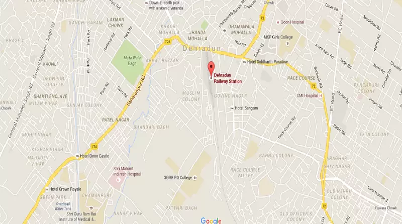 Dehradun Railway Station Direction Map. Pic: Google Map