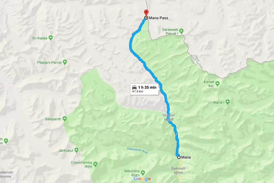 Mana to Mana Pass Road Route. Pic: 