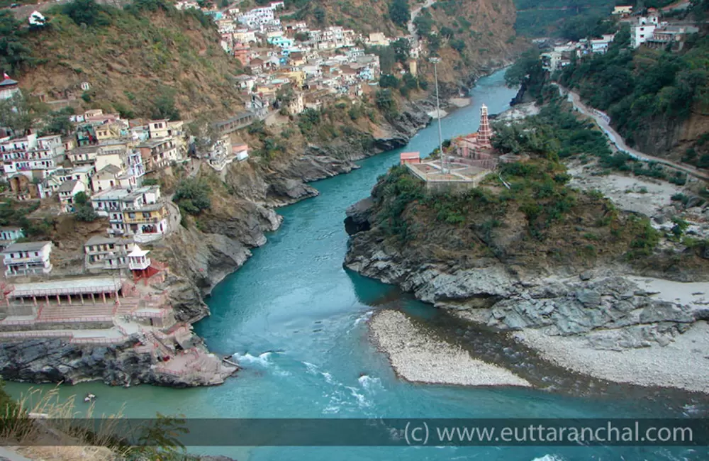 Confluence of two Holy Rivers Alaknanda and Bhagirathi (Ganga or Ganges is named from here). Pic: eUttaranchal.com