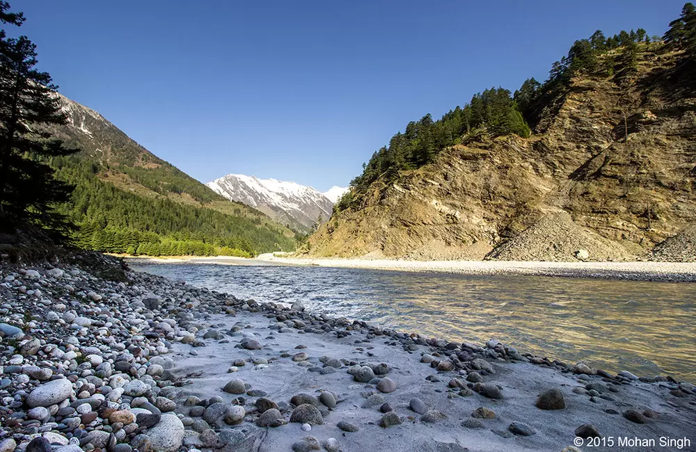 Bhagirathi river flowing through the beautiful Harsil valley.. Pic: Mohan Singh