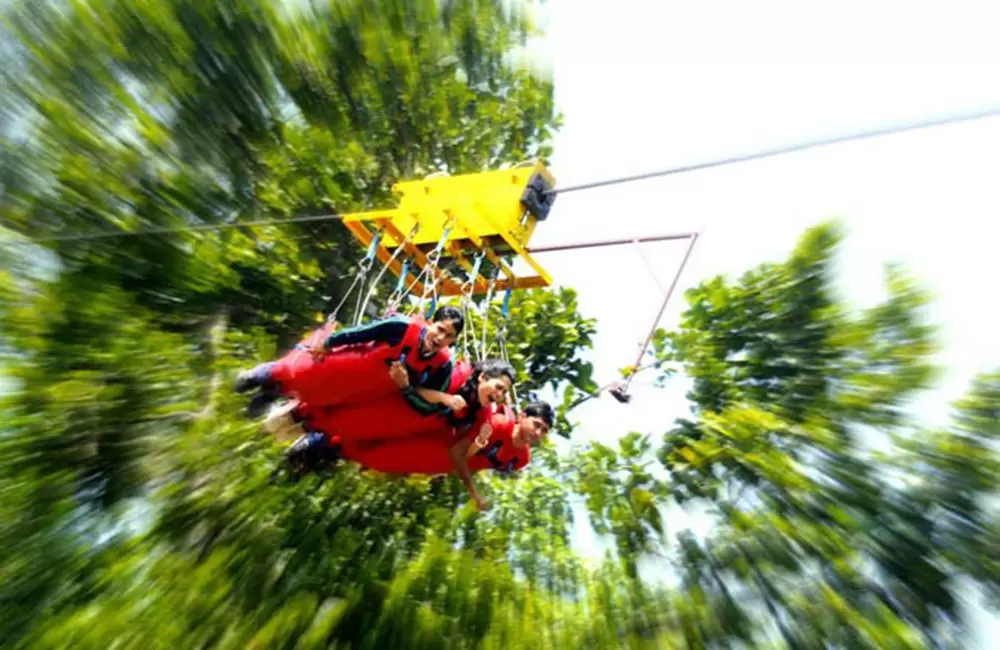 Three in Tandom - Flying Fox in Rishikesh. Pic: Src: Jumping Heights