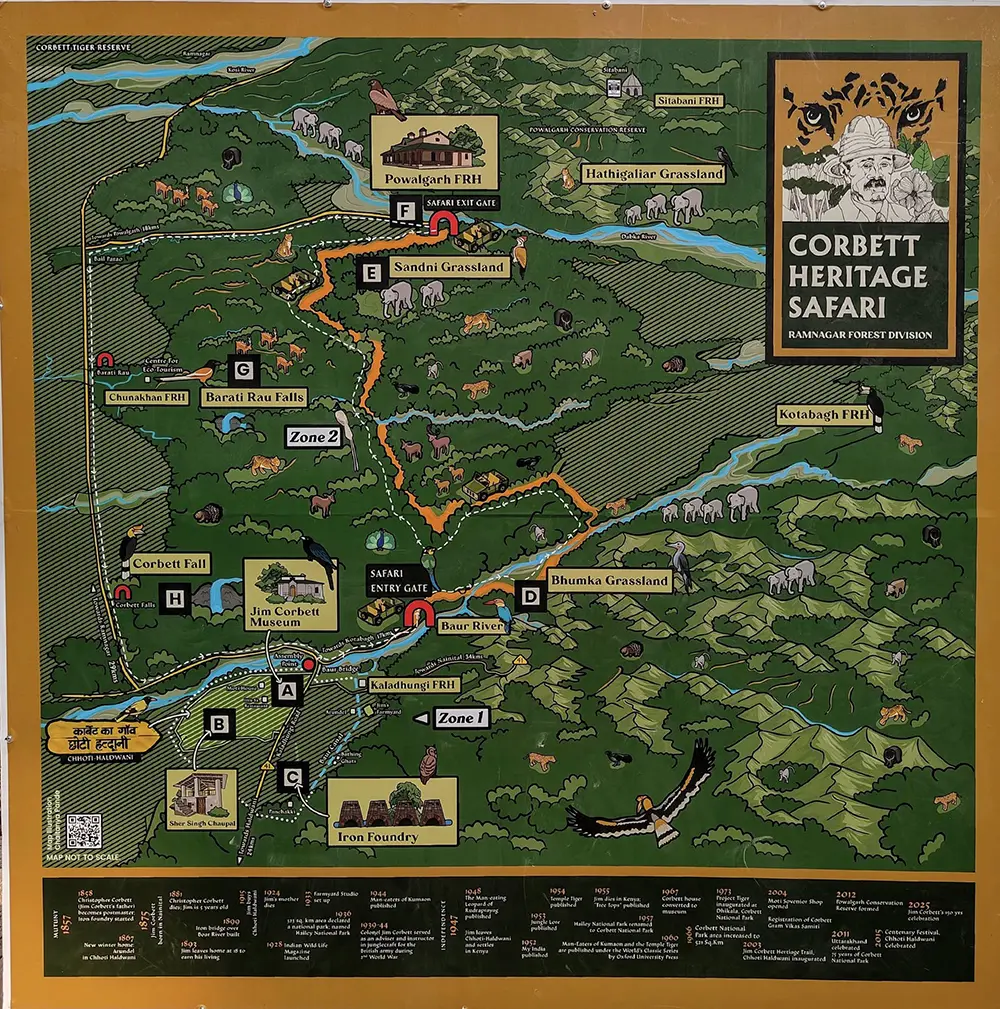 Corbett Heritage Safari Kaladhungi Map. Pic: 