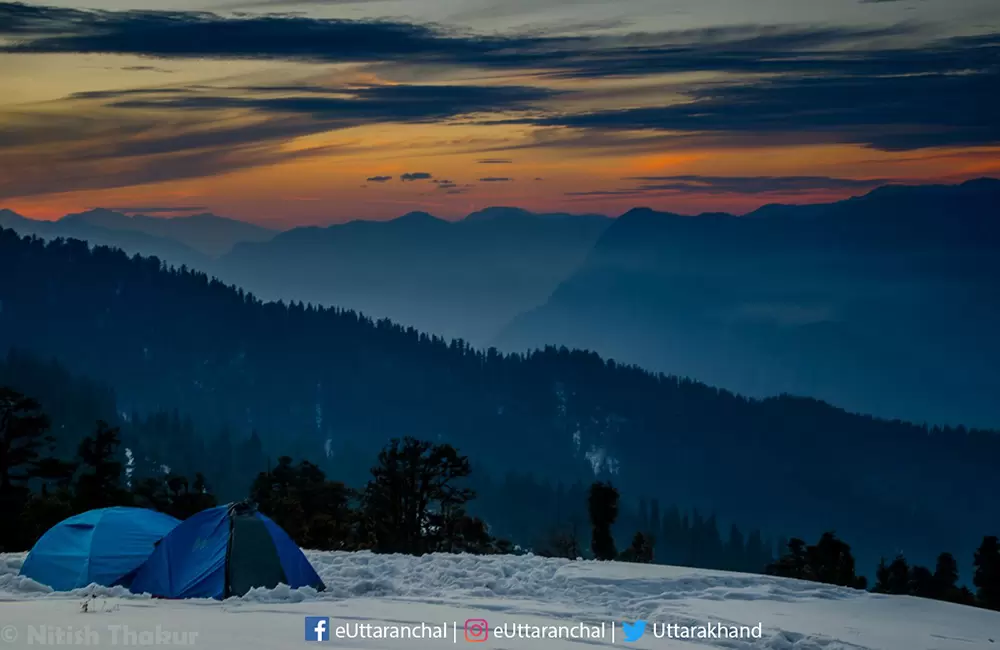 Snow camping at Kedarkantha base