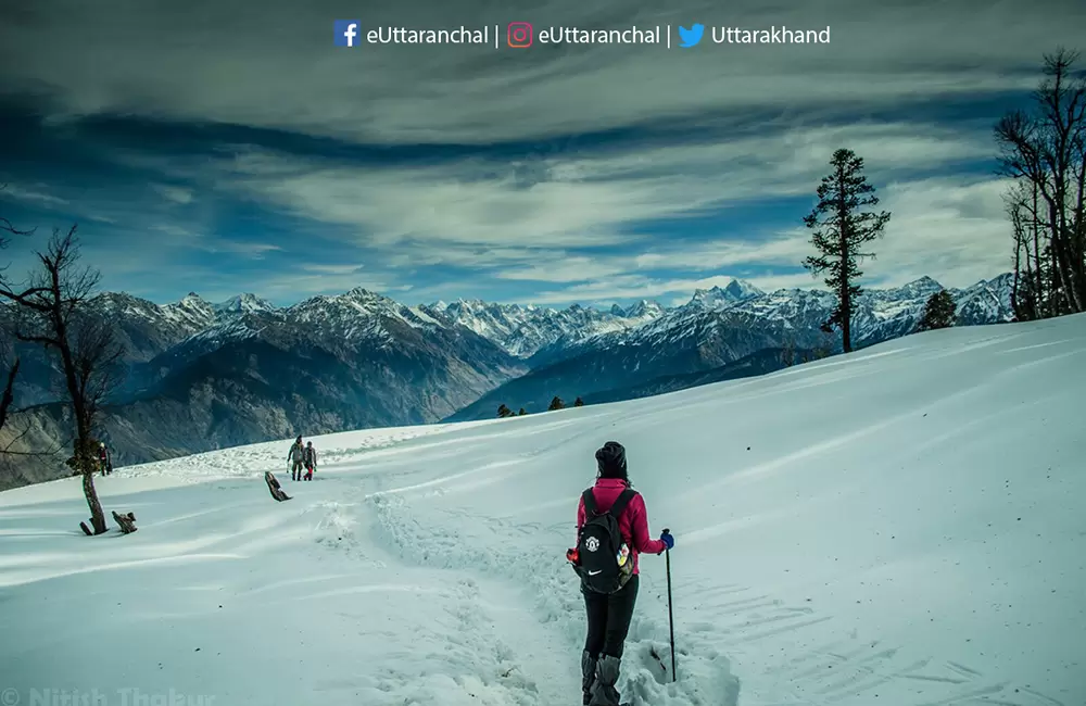 Winters are special here! a trekker trying to find her path to Kedarkantha summit.. Pic: eUttaranchal.com