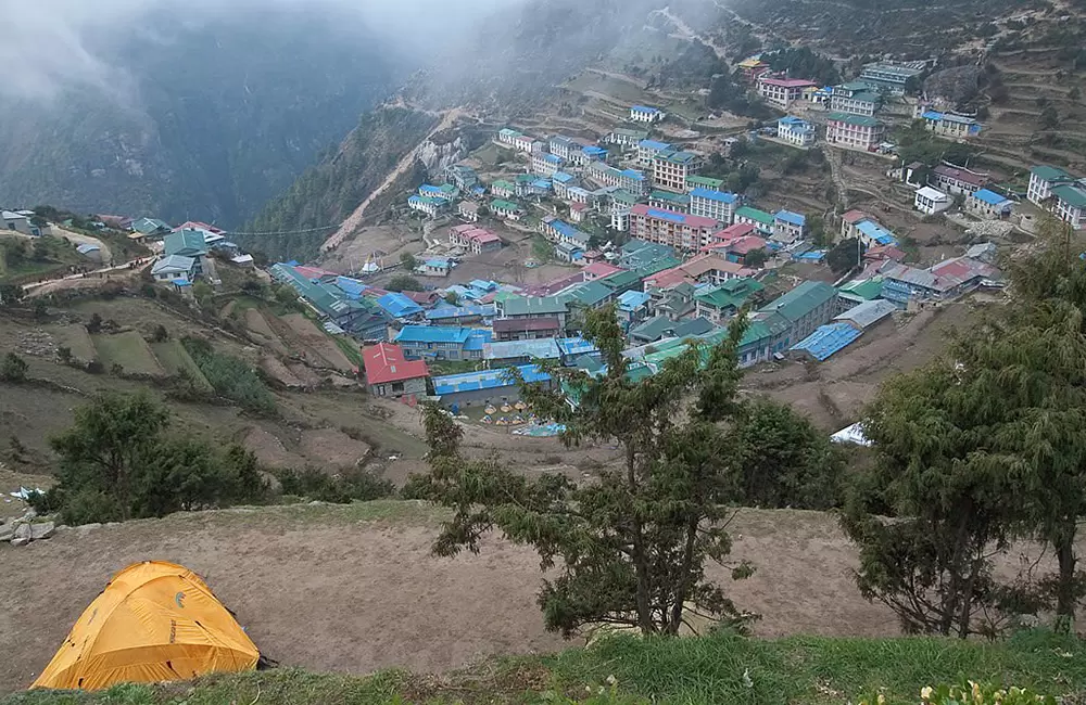 Namche Bazaar from above. Pic: Wikipedia - Vyacheslav Argenberg 