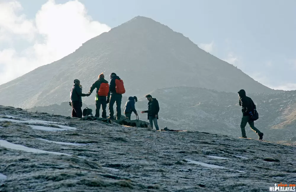 Group having lunch during the trek. Pic: Sandeep Bisht