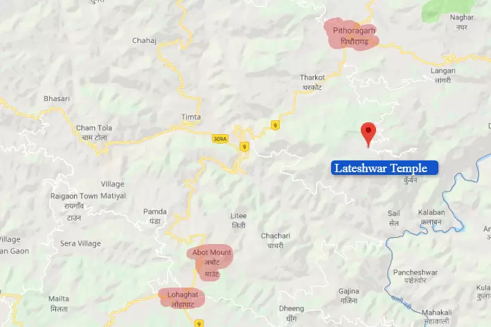 Location of Lateshwar Temple. Pic: Google Maps