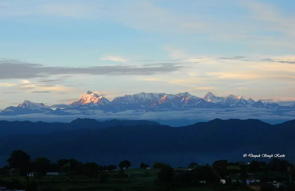 Majestic view of Himalayas, Just before sunset as seen from Majkhali, Ranikhet.. Pic: Deepak Karki 