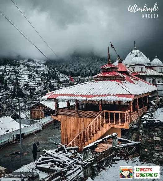 Mukhba Temple in Winters. Pic: Shivom Nautiyal