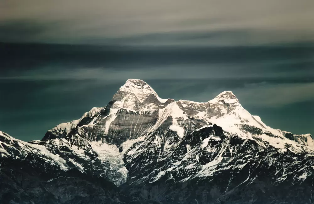 Nanda Devi, 7,816 m (25,643 ft) (Goddess of Bliss) â€“ The highest mountain in Uttarakhand , the second highest mountain in India and the highest entirely within the country(Kangchenjunga being on the border of India and Nepal).. Pic: Amit Howard