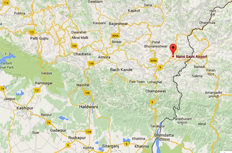 Location Map of Naini Saini Airport in Pithoragarh (Kumaon). Pic: Google Maps