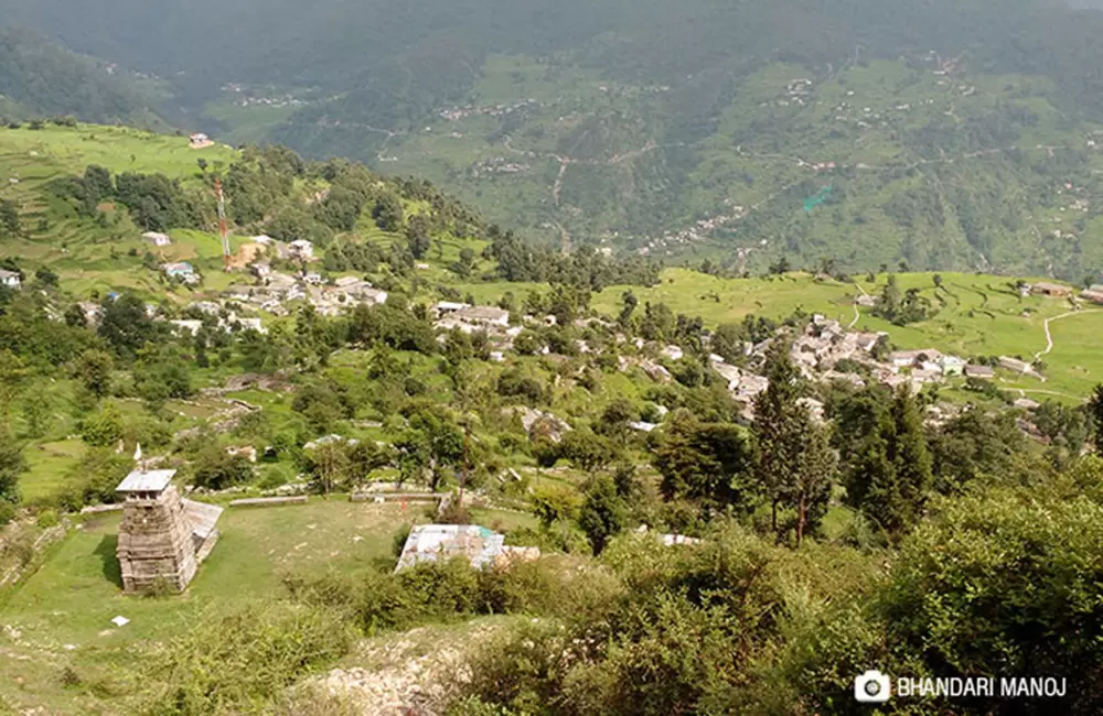 Omkar Ratneshwar Mahadev temple and Sari village view. Pic: Manoj Bhandari