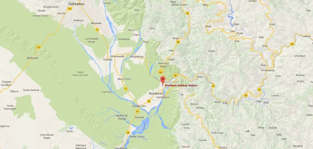 Direction Map for Rishikesh Railway Station. Pic: Google Map