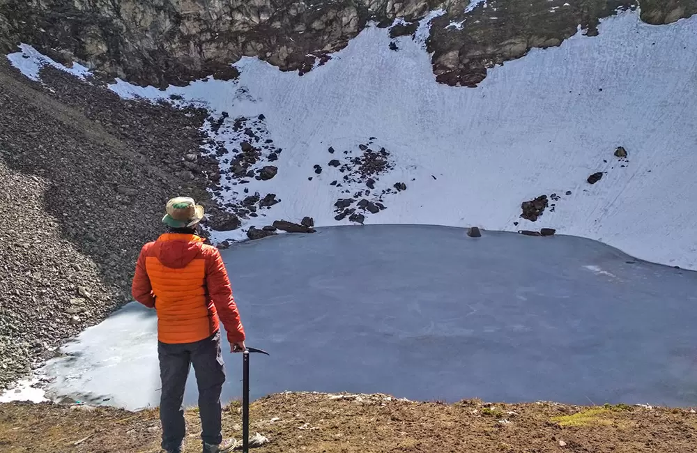 Frozen Roopkund Lake. Pic: Deepak Bafila