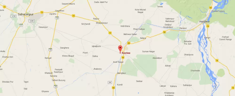 Direction Map for Roorkee Railway Station. Pic: Google Map