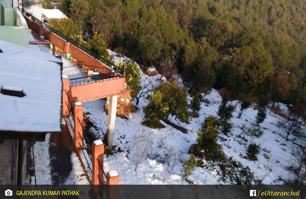 View from a hotel room in Shitlakhet after snowfall. Around Shyahi Devi.. Pic: Gajendra Kumar Pathak