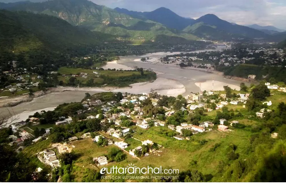 Scenic view of Sringar and Kirtinagar town. (Garhwal Himalayas). . Pic: Govind Singh Negi (Facebook)