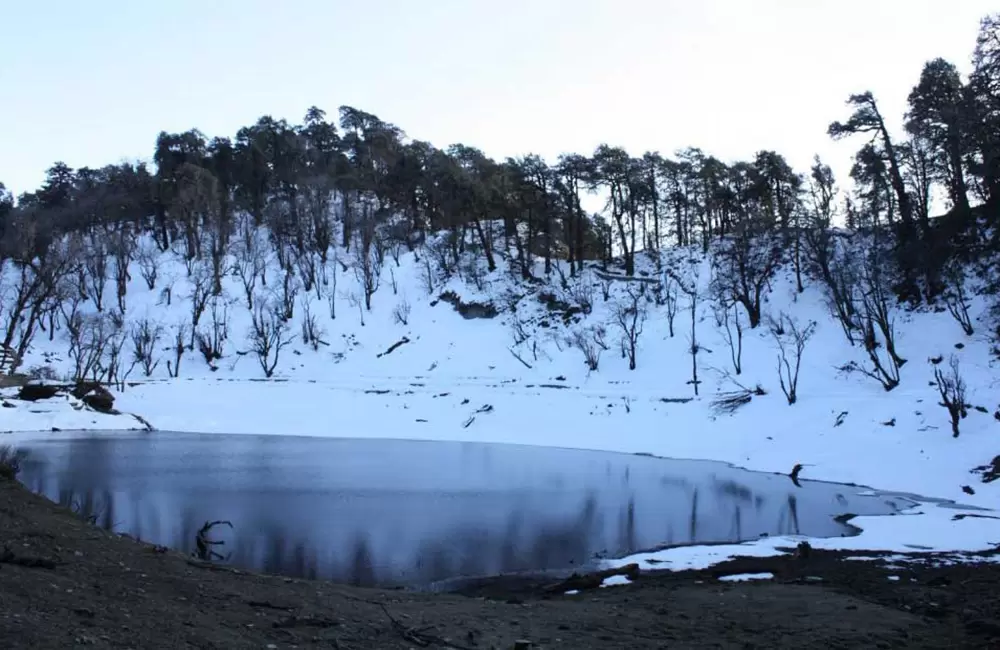 Thamari Kund during winters. Pic: Milam Inn Hotel