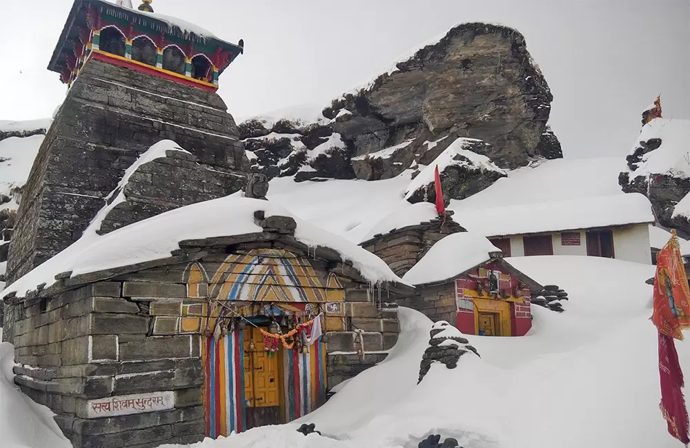 Tungnath Temple covered with Snow during winters. Pic: Umendra Negi