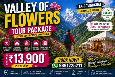 3 nights Swiss Camps in Ghangharia with Guided trek of Valley of Flowers