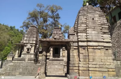 Side view of shri Adi Badri Temple, Uttarakhand.