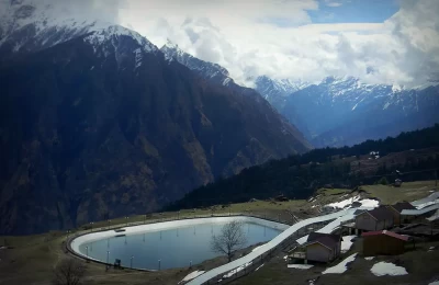 Artificial lake in Auli, Uttarakhand. 