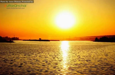 A Beautiful view of Sunset from Asan Barrage, Uttarakhand.