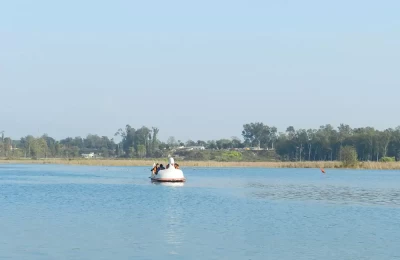 Assan Barrage on a bright clear sunny day - Dehradun uttarakhand.