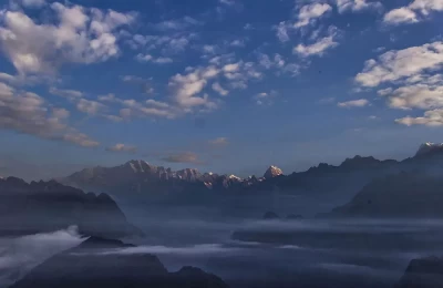 Beyond the clouds.. Breathtaking morning view of Himalayan peaks from Auli