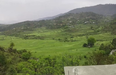 Green fields and villages as seen from Bageshwar-Almora Road.