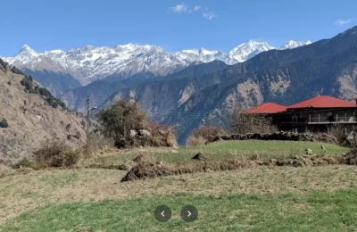 Agricultural fields with Himalayan Views from Barsu