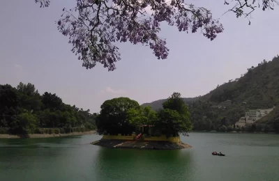View of Bhimtal lake in Nainital, District Uttarakhand