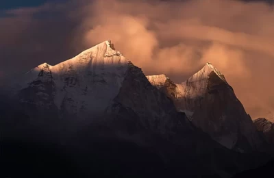 The Summit of Bhagirathi massiff as seen from Bhojbasa