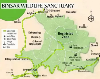 Binsar Wildlife (Bird) Sanctuary Map