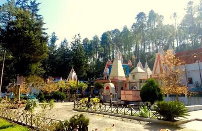 The famous Binsar Mahadev temple in tranquility of nature.