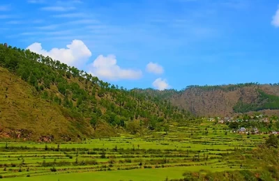 Villages and step farming view on the way to binsar