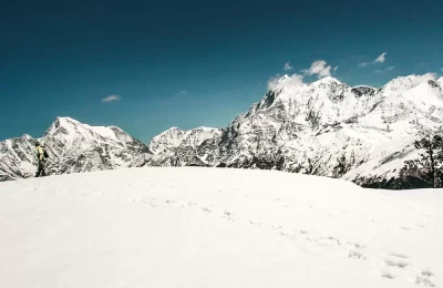 Nanda Ghuti and Trishul Peak as seen from Brahmatal Top