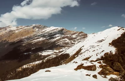 View of Jatropani Peak and the wide ridge above Brahmatal