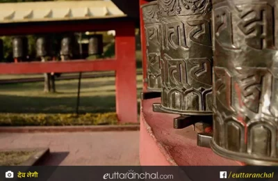 Prayer wheels at Buddha temple, Dehradun.